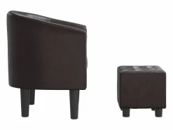 Best Sillón con taburete cuero sintético marrón Sillón Estilo Cabriolet