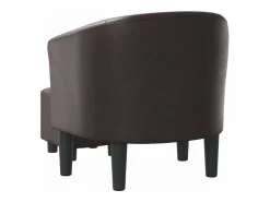 Best Sillón con taburete cuero sintético marrón Sillón Estilo Cabriolet