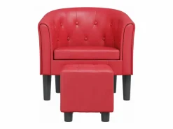Outlet Clicnbuy Sillón con taburete cuero sintético Rojo