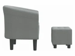 Best vidaxl Sillón con taburete tela claro Gris