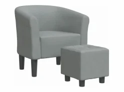 Clicnbuy Sillón con taburete tela claro