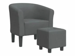 Clicnbuy Sillón con taburete tela oscuro