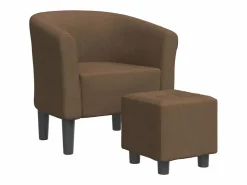 Clicnbuy Sillón con taburete tela marrón