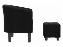 Discount Sillón con taburete tela negra Sillón Estilo Cabriolet