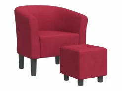 Clicnbuy Sillón con taburete tela tinto