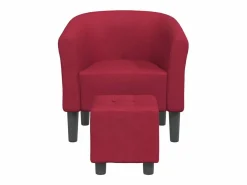 Clicnbuy Sillón con taburete tela tinto