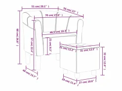 Clicnbuy Sillón con taburete tela tinto