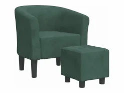 vidaxl Sillón con taburete terciopelo oscuro Verde