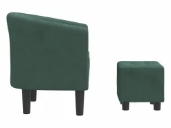 vidaxl Sillón con taburete terciopelo oscuro Verde
