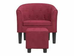 Online Sillón con taburete terciopelo tinto ES15486 Rojo