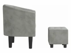 Clearance Sillón con taburete terciopelo claro Sillón Estilo Cabriolet