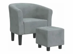 vidaxl Sillón con taburete terciopelo oscuro