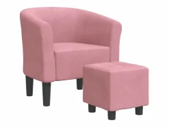 Outlet Sillón con taburete terciopelo Sillón Estilo Cabriolet