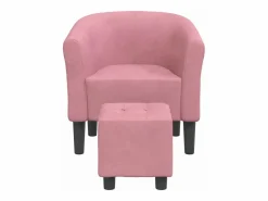 Outlet Sillón con taburete terciopelo Sillón Estilo Cabriolet