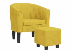 vidaxl Sillón con taburete terciopelo Amarillo