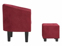 Outlet Sillón con taburete terciopelo tinto Sillón Estilo Cabriolet