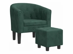 Clearance Sillón con taburete terciopelo oscuro Sillón Estilo Cabriolet
