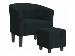 Best Clicnbuy Sillón con taburete terciopelo Negro