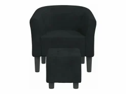 Best Clicnbuy Sillón con taburete terciopelo Negro