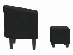 Best Clicnbuy Sillón con taburete terciopelo Negro