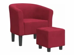 Online Sillón con taburete terciopelo tinto Sillón Estilo Cabriolet