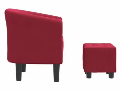 Online Sillón con taburete terciopelo tinto Sillón Estilo Cabriolet