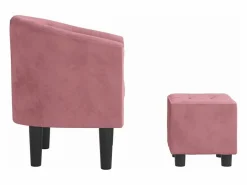 Outlet Clicnbuy Sillón con taburete terciopelo Rosa