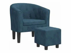 Online Clicnbuy Sillón con taburete terciopelo oscuro Azul