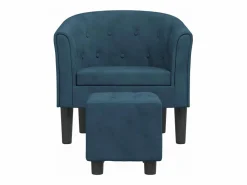 Online Clicnbuy Sillón con taburete terciopelo oscuro Azul