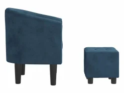 Hot vidaxl Sillón con taburete terciopelo oscuro Azul