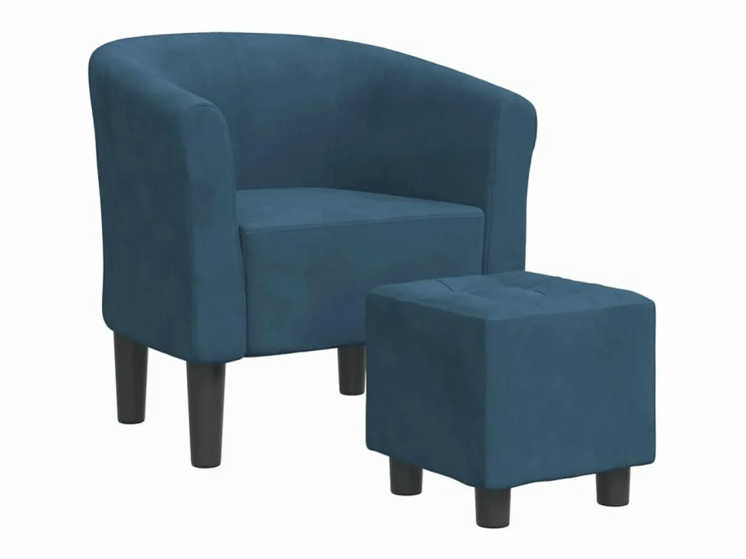 New Sillón con taburete terciopelo oscuro Sillón Estilo Cabriolet