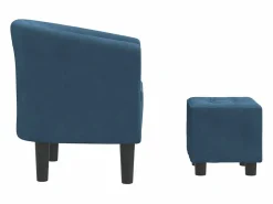 New Sillón con taburete terciopelo oscuro Sillón Estilo Cabriolet