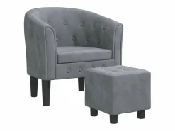 Clicnbuy Sillón con taburete terciopelo oscuro