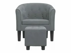 Clicnbuy Sillón con taburete terciopelo oscuro