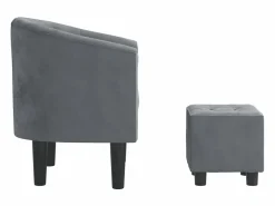 Clicnbuy Sillón con taburete terciopelo oscuro