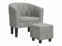 vidaxl Sillón con taburete terciopelo claro