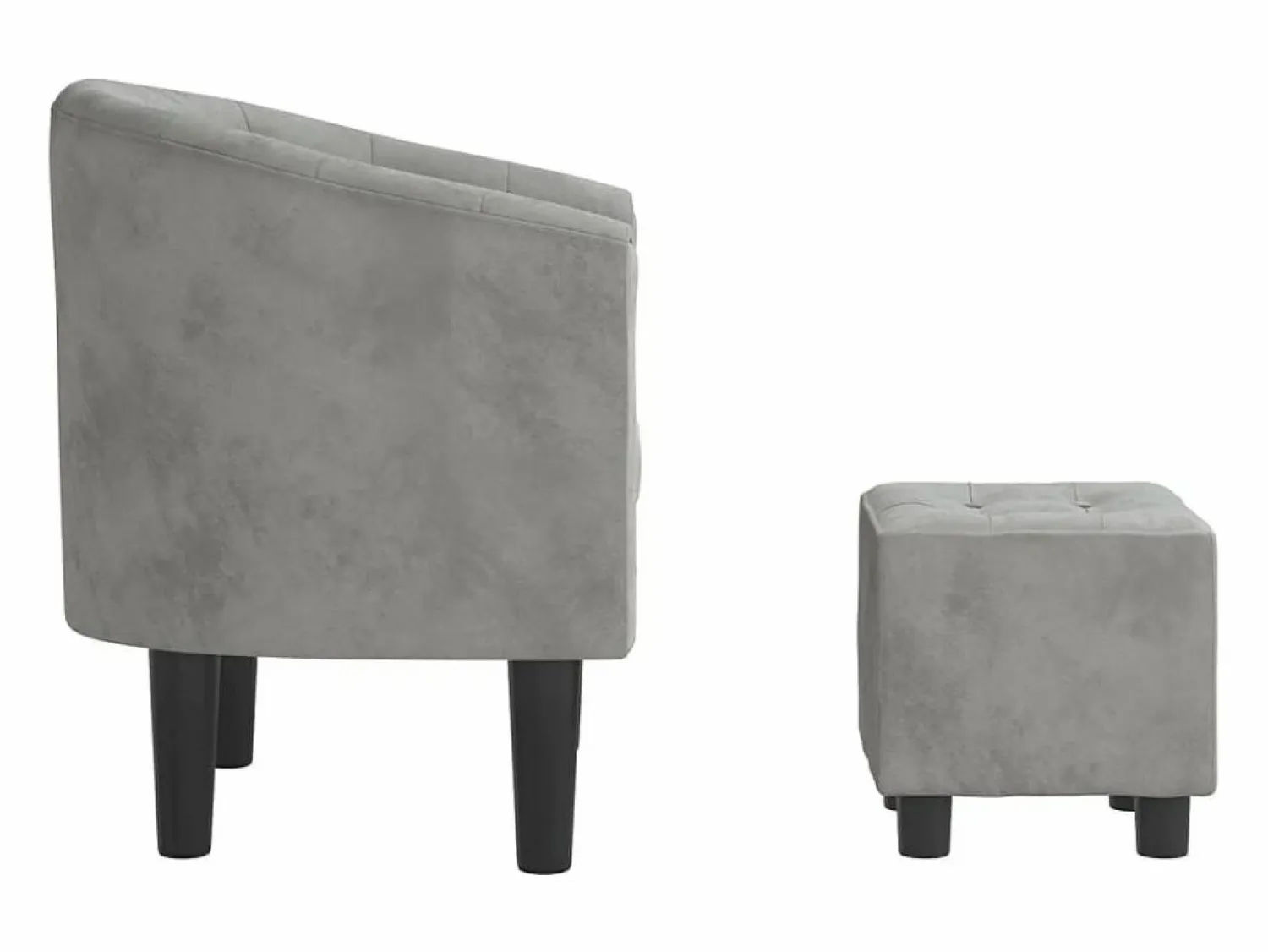vidaxl Sillón con taburete terciopelo claro