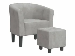 Clicnbuy Sillón con taburete terciopelo claro Gris