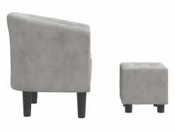 Clicnbuy Sillón con taburete terciopelo claro Gris