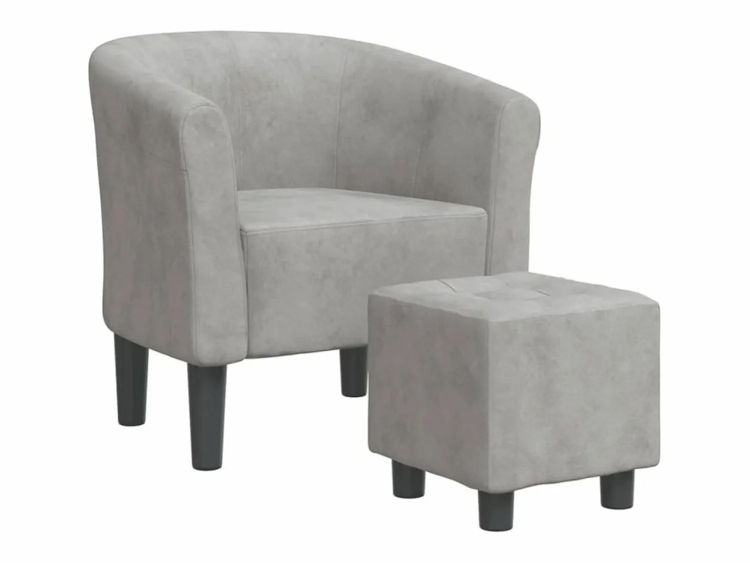 Best vidaxl Sillón con taburete terciopelo Gris claro