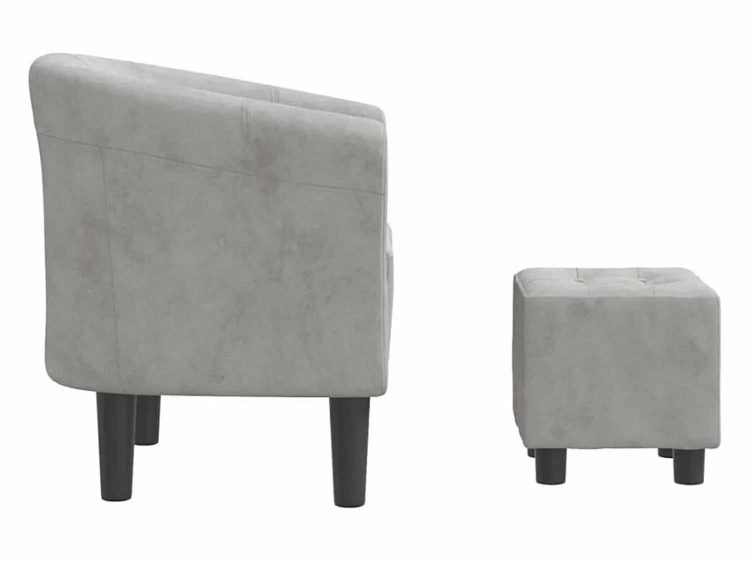 Best vidaxl Sillón con taburete terciopelo Gris claro