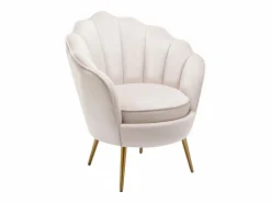 Sale Vente-unique Sillón concha de terciopelo color con patas de metal LALEA Beige