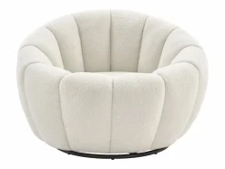 New Vente-unique Sillón concha giratorio en tela bouclé color COSSATO Blanco