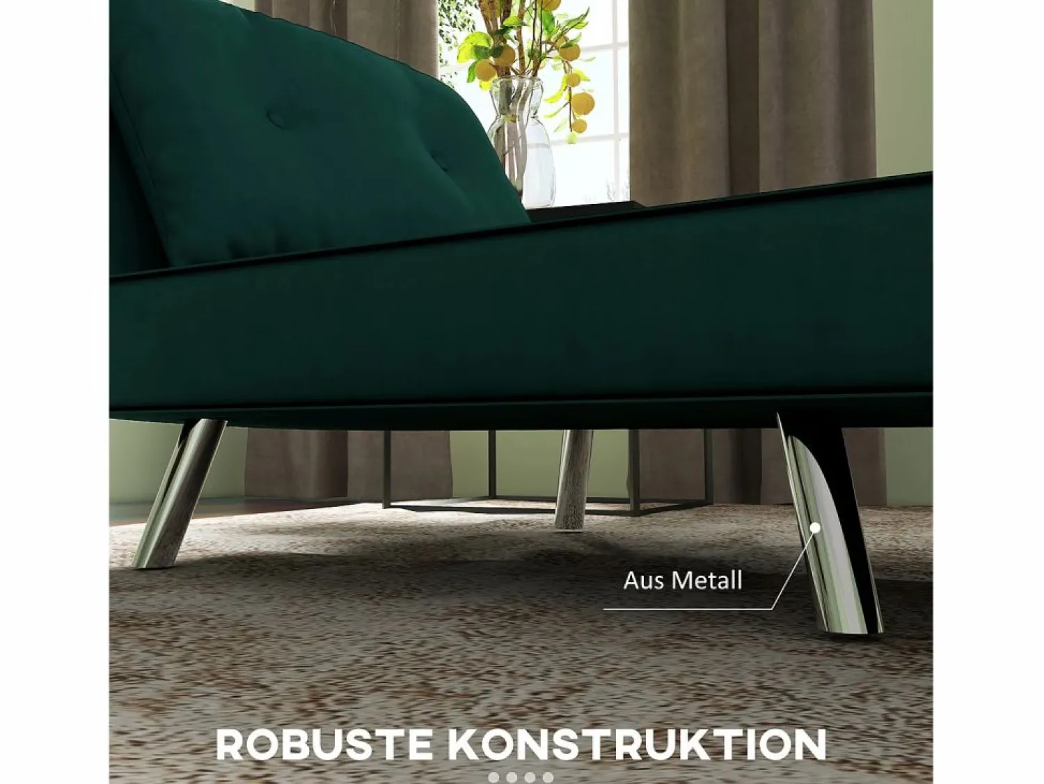 Sillón convertible 3 en 1 con cojín, tejido de terciopelo, patas de acero, oscuro (77x88x83cm)