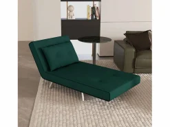 Sillón convertible 3 en 1 con cojín, tejido de terciopelo, patas de acero, oscuro (77x88x83cm)
