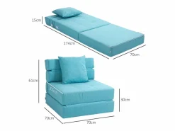 Discount Sillón convertible 2 en 1 con función cama, espuma, (70x70x61cm) Azul