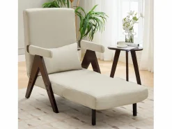Hot Hauss Spole Sillón convertible 3 en 1 con soporte lumbar y respaldo regulable en 6 posiciones, + madera oscura Beige