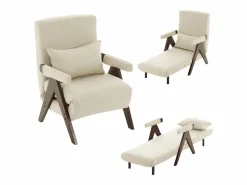 Hot Hauss Spole Sillón convertible 3 en 1 con soporte lumbar y respaldo regulable en 6 posiciones, + madera oscura Beige