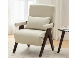 Hot Hauss Spole Sillón convertible 3 en 1 con soporte lumbar y respaldo regulable en 6 posiciones, + madera oscura Beige