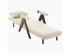 Hot Hauss Spole Sillón convertible 3 en 1 con soporte lumbar y respaldo regulable en 6 posiciones, + madera oscura Beige